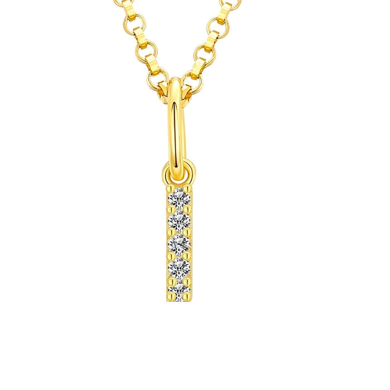 Tiny Moissanite Pavé Initial Pendant Necklace in Sterling Silver