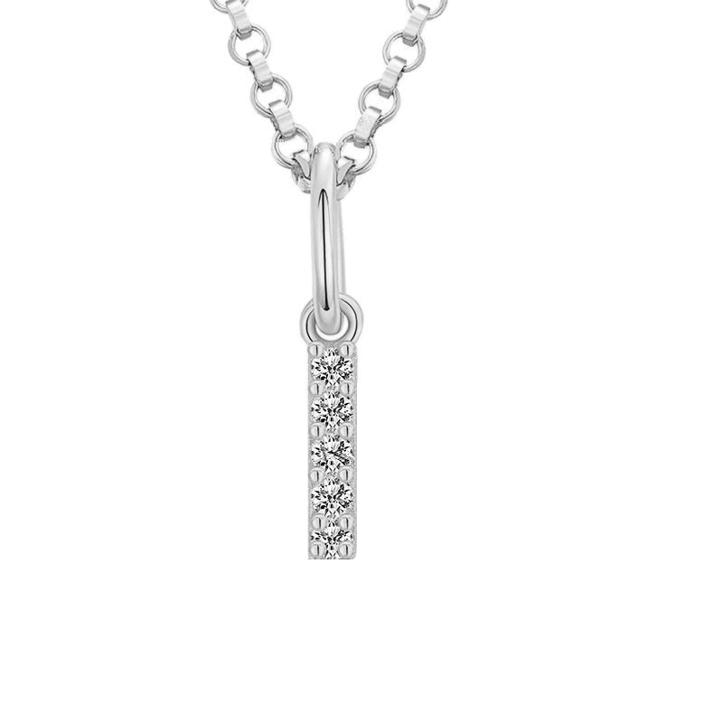 Tiny Moissanite Pavé Initial Pendant Necklace in Sterling Silver