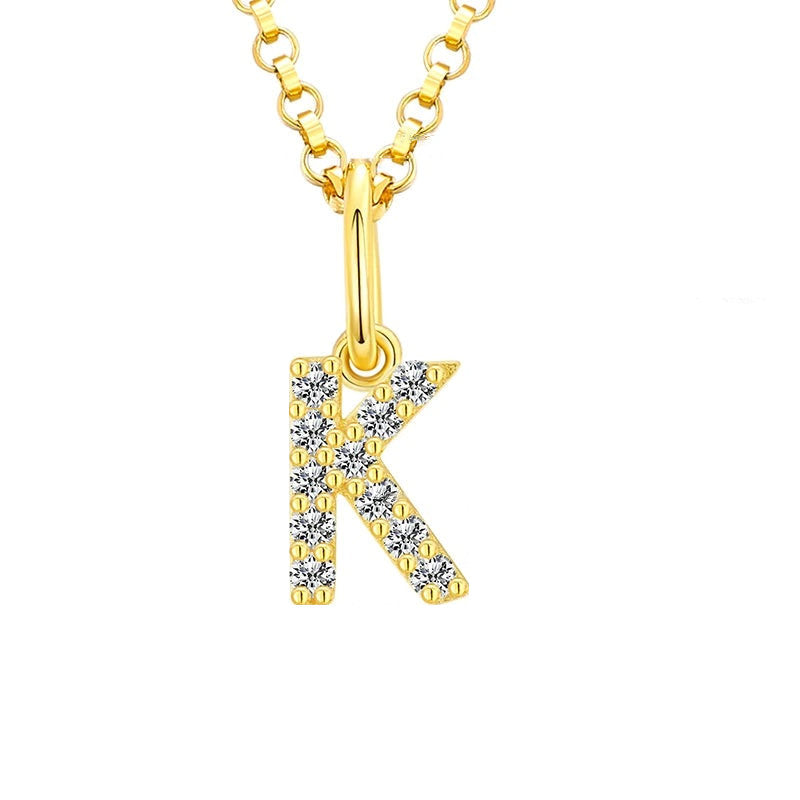 Tiny Moissanite Pavé Initial Pendant Necklace in Sterling Silver