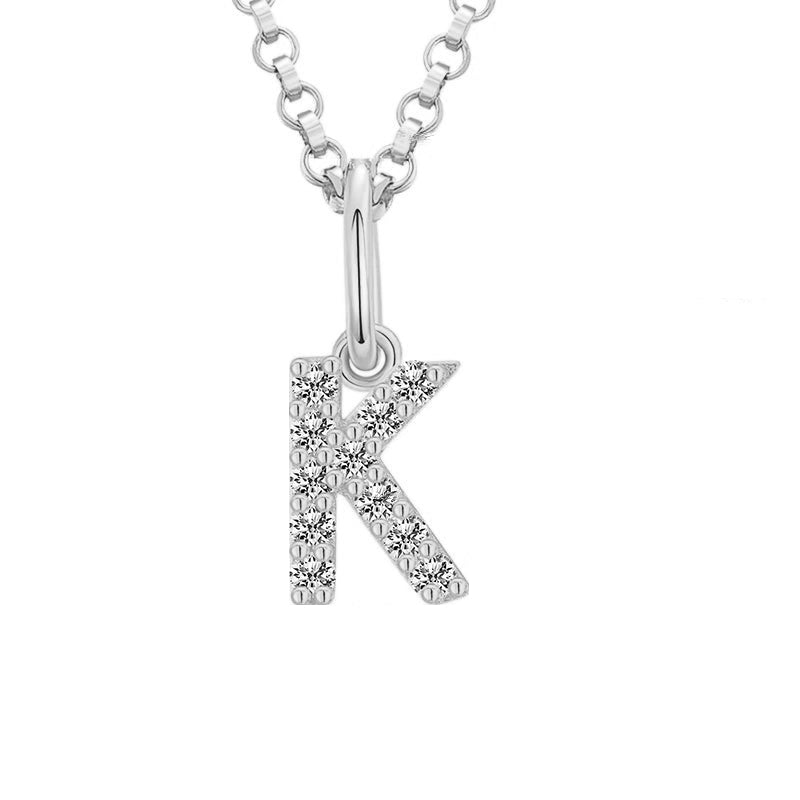 Tiny Moissanite Pavé Initial Pendant Necklace in Sterling Silver