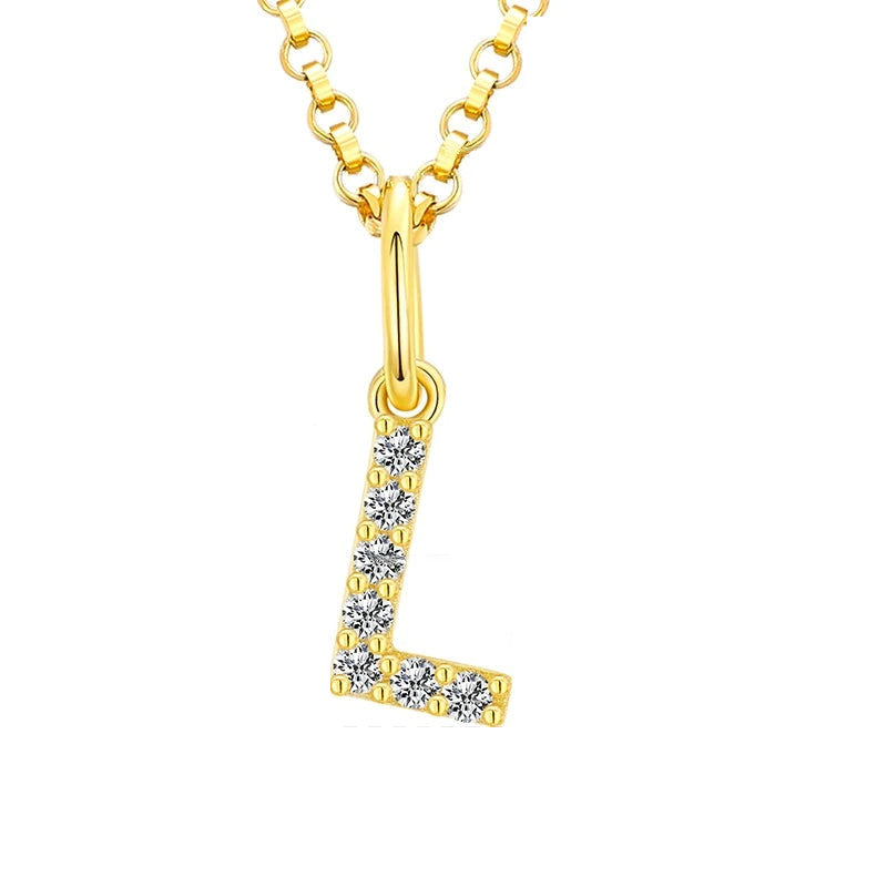 Tiny Moissanite Pavé Initial Pendant Necklace in Sterling Silver