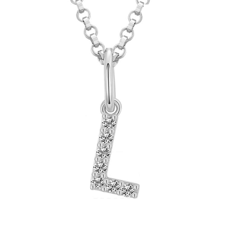 Tiny Moissanite Pavé Initial Pendant Necklace in Sterling Silver