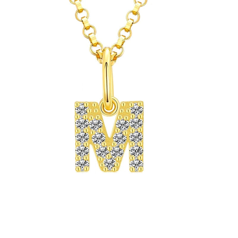 Tiny Moissanite Pavé Initial Pendant Necklace in Sterling Silver