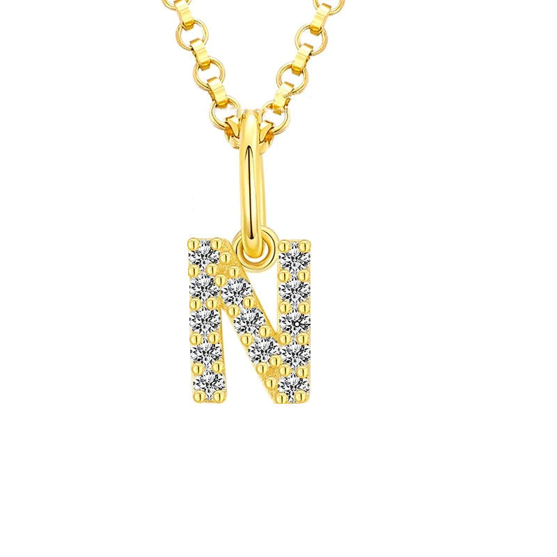 Tiny Moissanite Pavé Initial Pendant Necklace in Sterling Silver