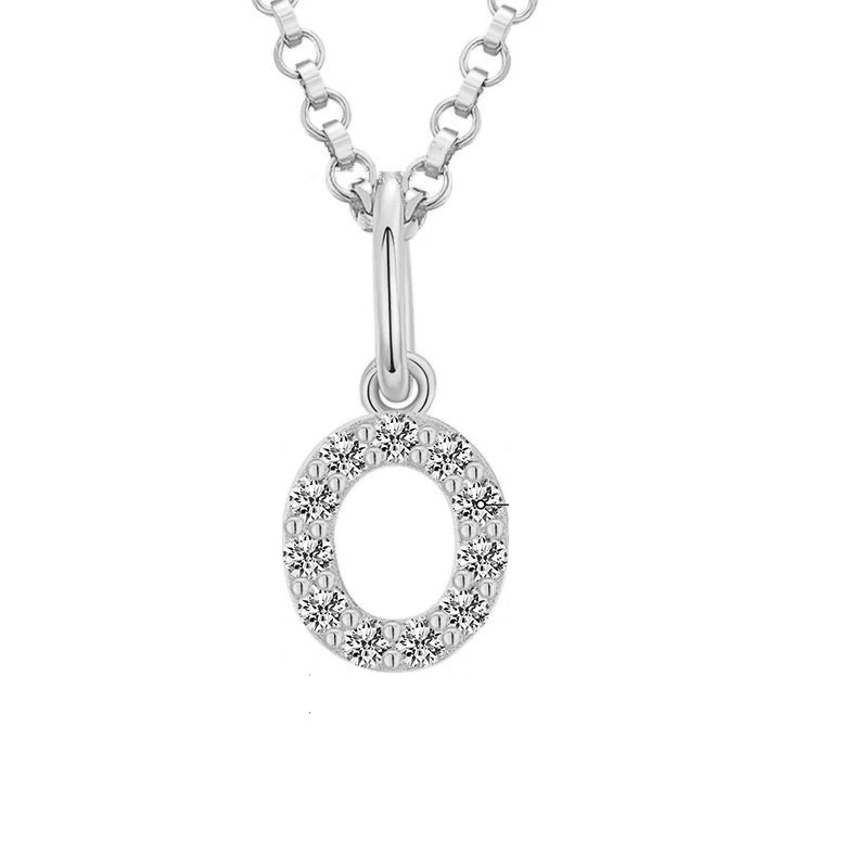 Tiny Moissanite Pavé Initial Pendant Necklace in Sterling Silver
