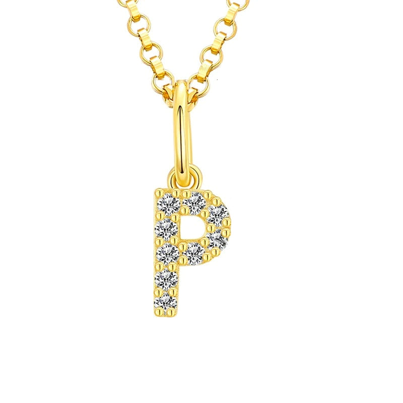 Tiny Moissanite Pavé Initial Pendant Necklace in Sterling Silver