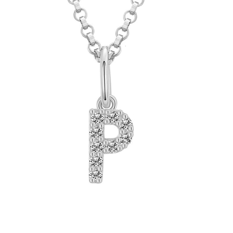 Tiny Moissanite Pavé Initial Pendant Necklace in Sterling Silver