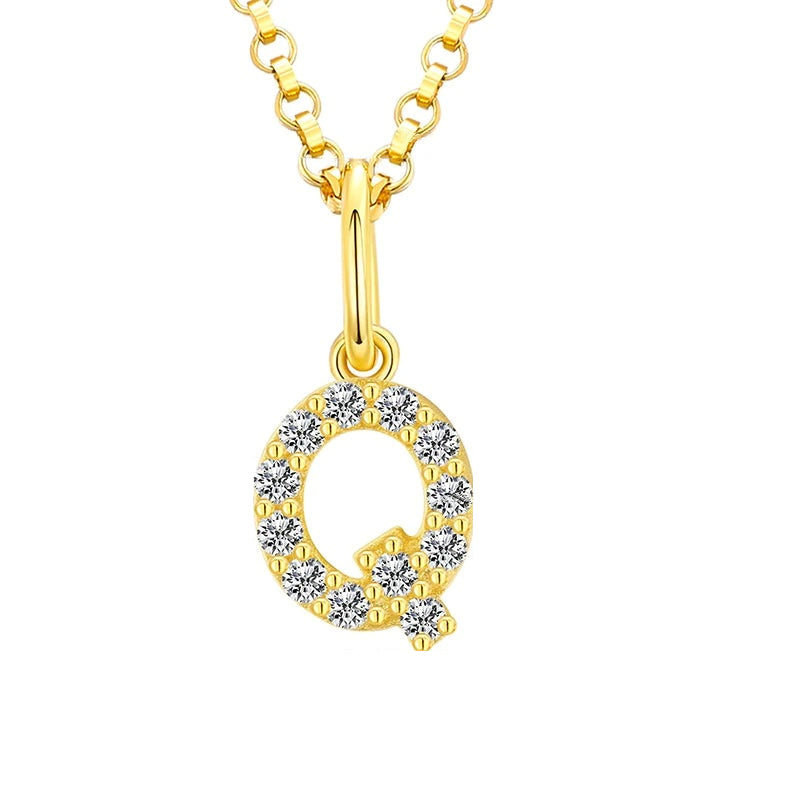 Tiny Moissanite Pavé Initial Pendant Necklace in Sterling Silver