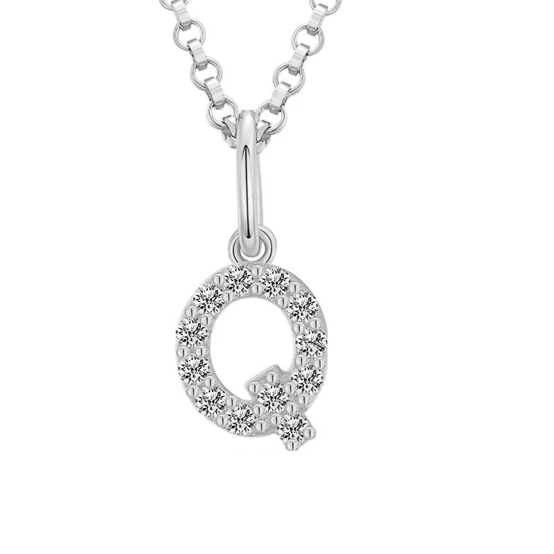 Tiny Moissanite Pavé Initial Pendant Necklace in Sterling Silver