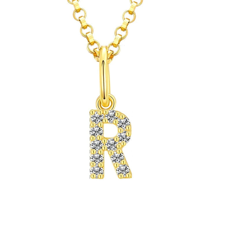 Tiny Moissanite Pavé Initial Pendant Necklace in Sterling Silver