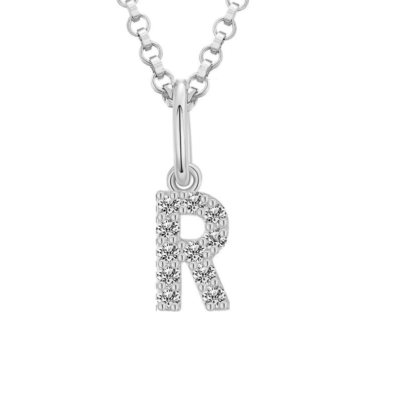 Tiny Moissanite Pavé Initial Pendant Necklace in Sterling Silver