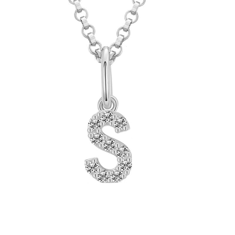 Tiny Moissanite Pavé Initial Pendant Necklace in Sterling Silver