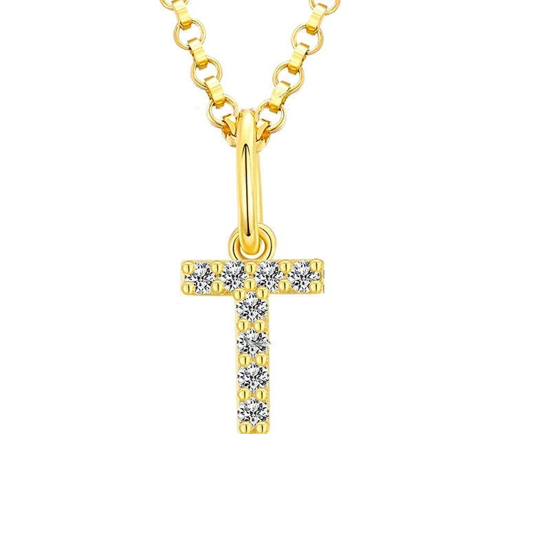 Tiny Moissanite Pavé Initial Pendant Necklace in Sterling Silver