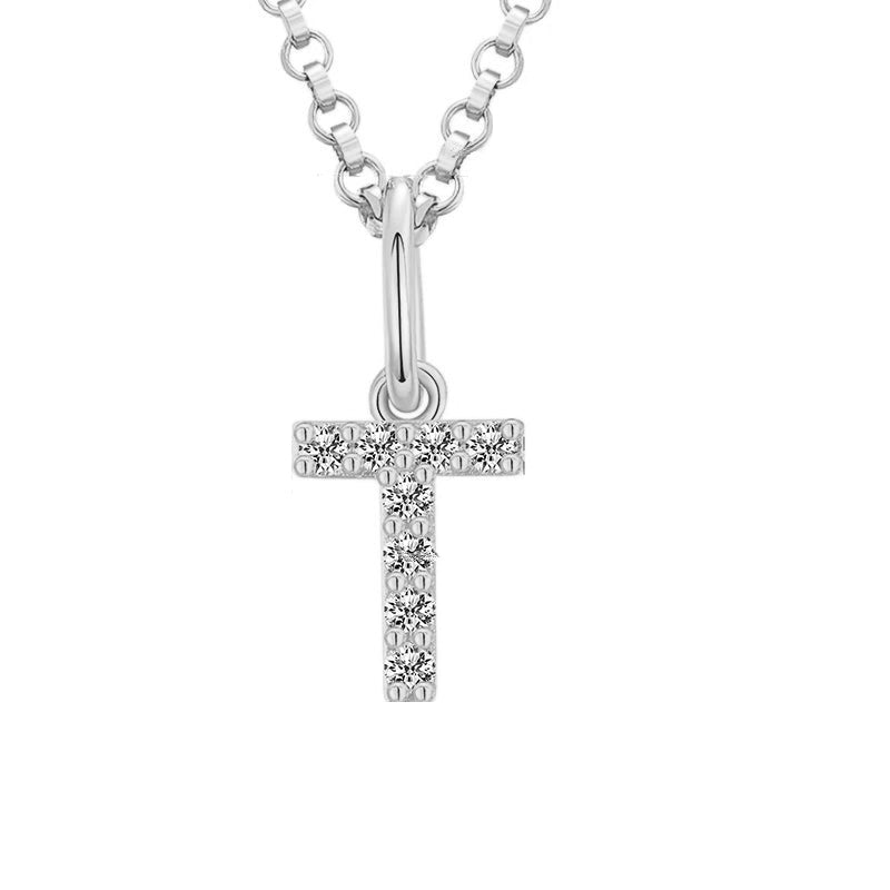 Tiny Moissanite Pavé Initial Pendant Necklace in Sterling Silver