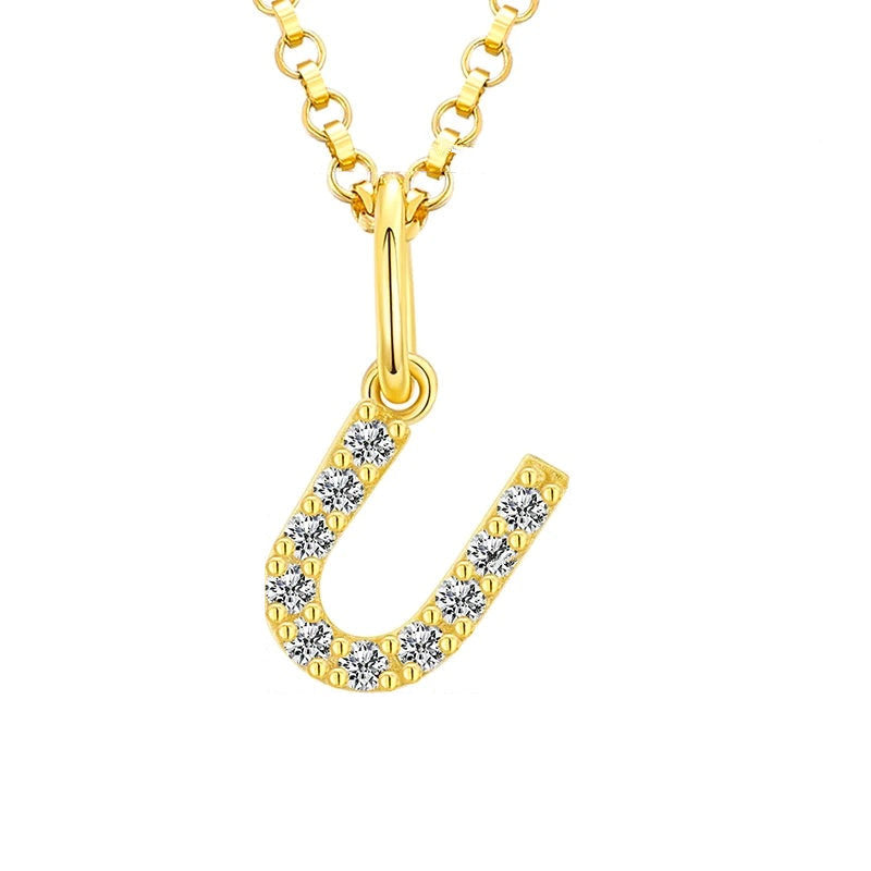 Tiny Moissanite Pavé Initial Pendant Necklace in Sterling Silver
