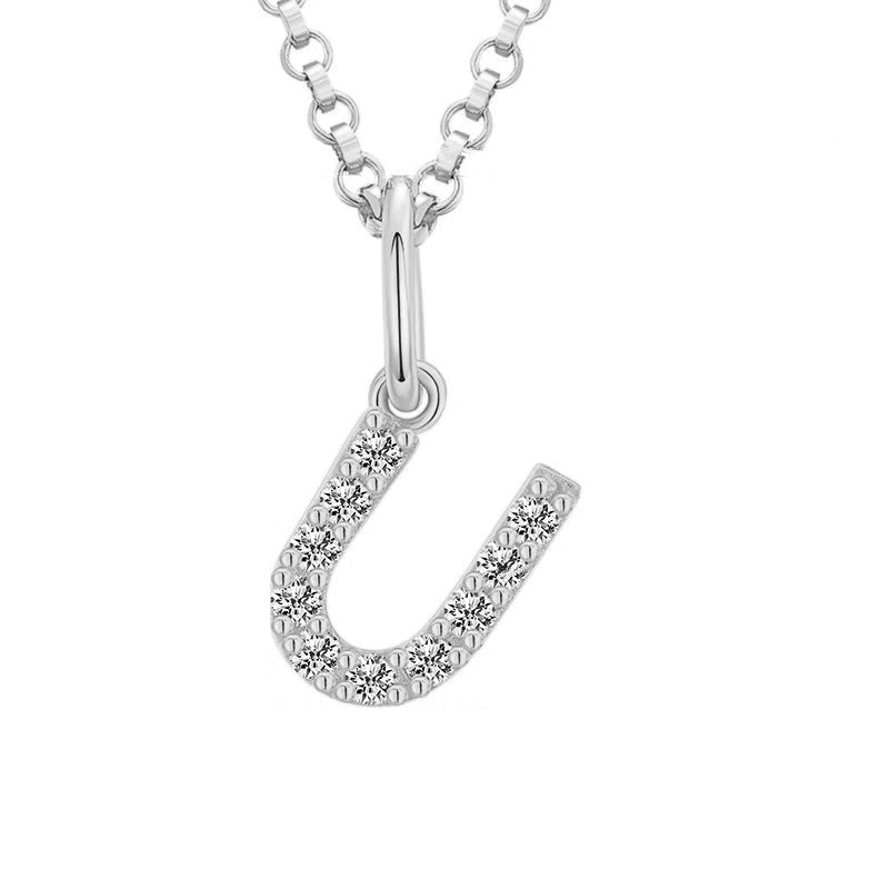 Tiny Moissanite Pavé Initial Pendant Necklace in Sterling Silver