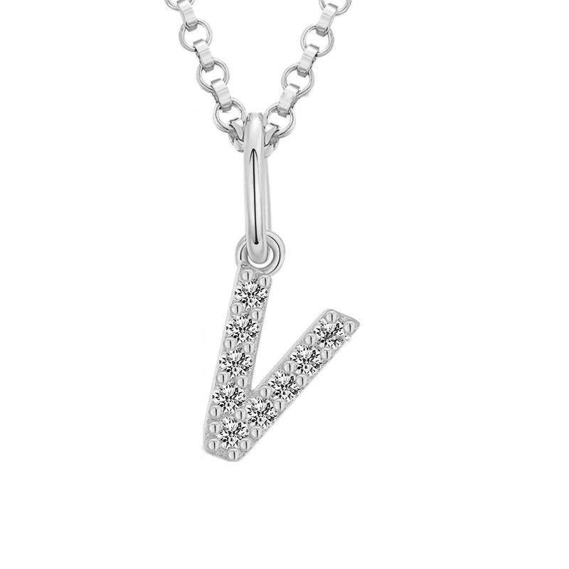 Tiny Moissanite Pavé Initial Pendant Necklace in Sterling Silver