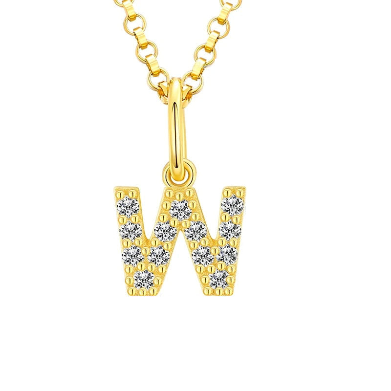 Tiny Moissanite Pavé Initial Pendant Necklace in Sterling Silver