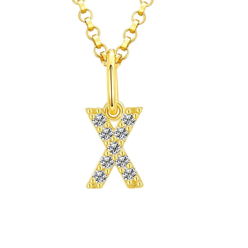 Tiny Moissanite Pavé Initial Pendant Necklace in Sterling Silver