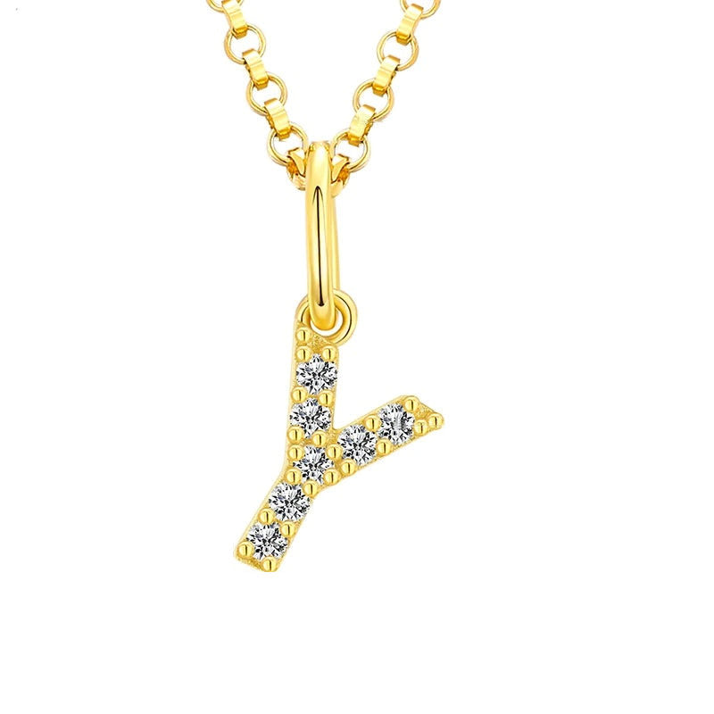 Tiny Moissanite Pavé Initial Pendant Necklace in Sterling Silver