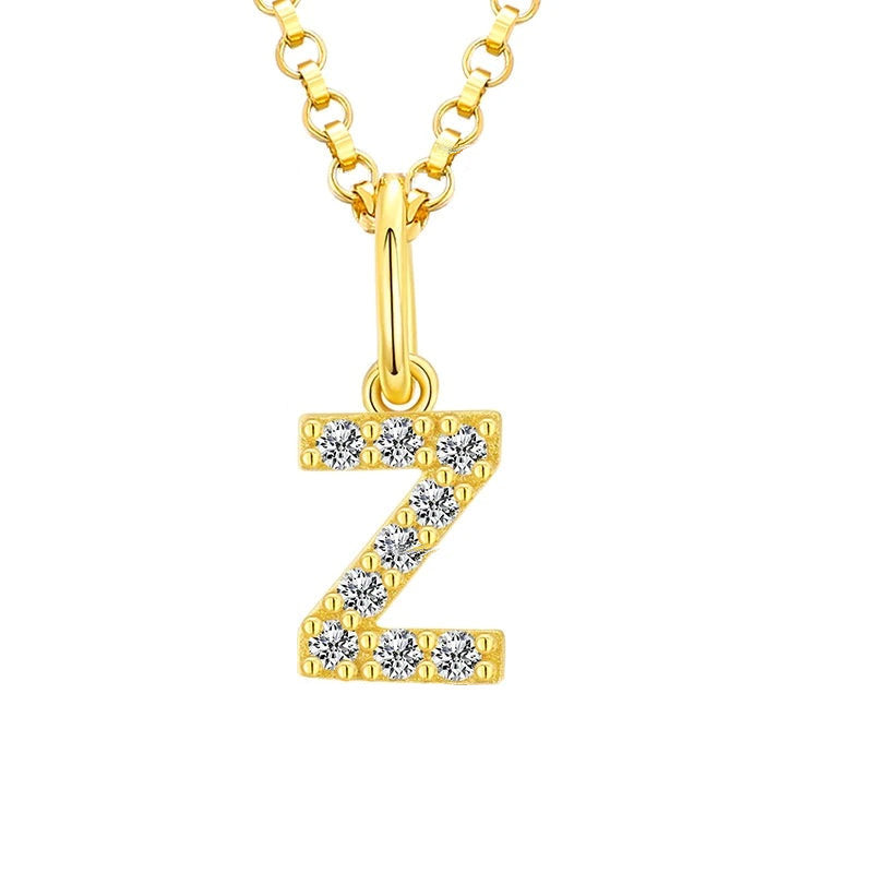 Tiny Moissanite Pavé Initial Pendant Necklace in Sterling Silver