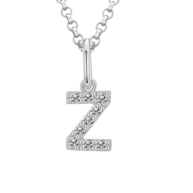 Tiny Moissanite Pavé Initial Pendant Necklace in Sterling Silver