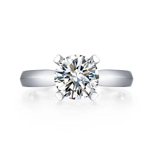 Anillo de compromiso solitario de diamante y moissanita de 4 puntas de 1,5 quilates en plata de ley.