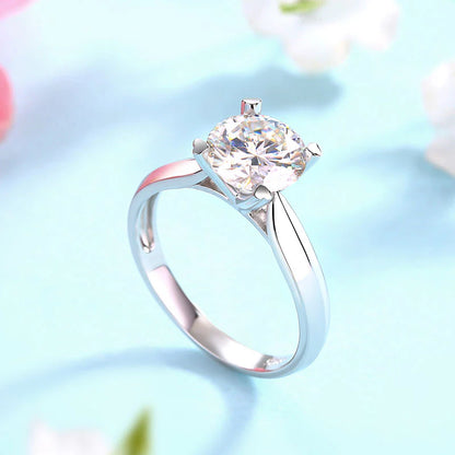 Bague de fiançailles en argent sterling avec diamant solitaire en moissanite à 4 griffes de 1,5 carat
