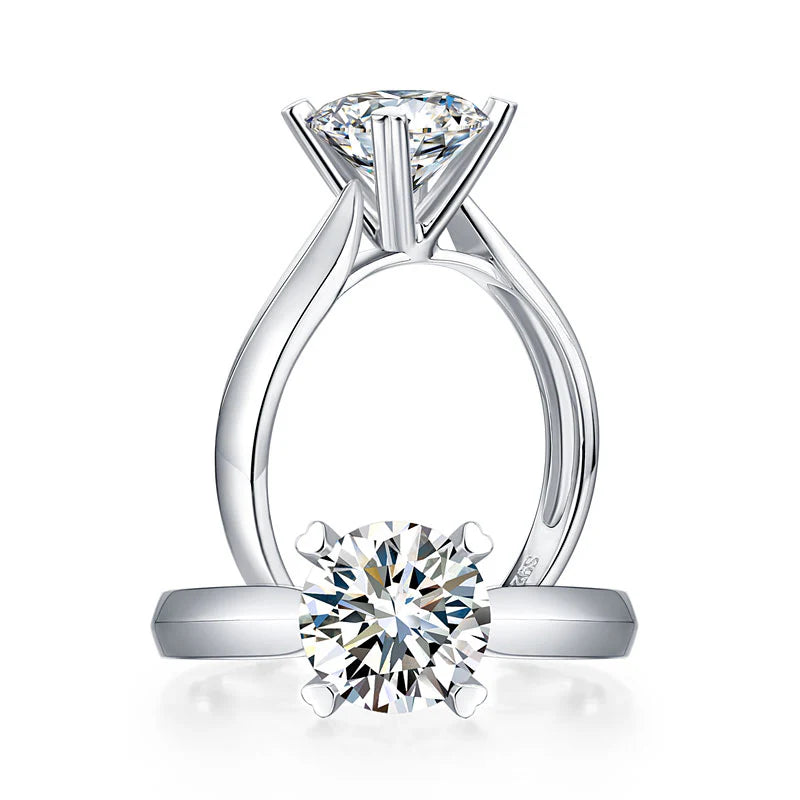 Bague de fiançailles en argent sterling avec diamant solitaire en moissanite à 4 griffes de 1,5 carat