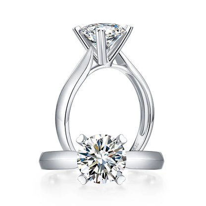 Bague de fiançailles en argent sterling avec diamant solitaire en moissanite à 4 griffes de 1,5 carat