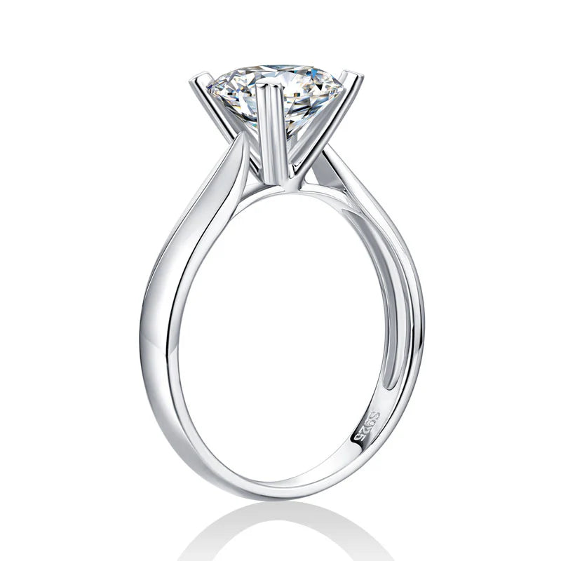 Bague de fiançailles en argent sterling avec diamant solitaire en moissanite à 4 griffes de 1,5 carat