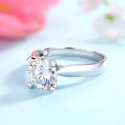Bague de fiançailles en argent sterling avec diamant solitaire en moissanite à 4 griffes de 1,5 carat