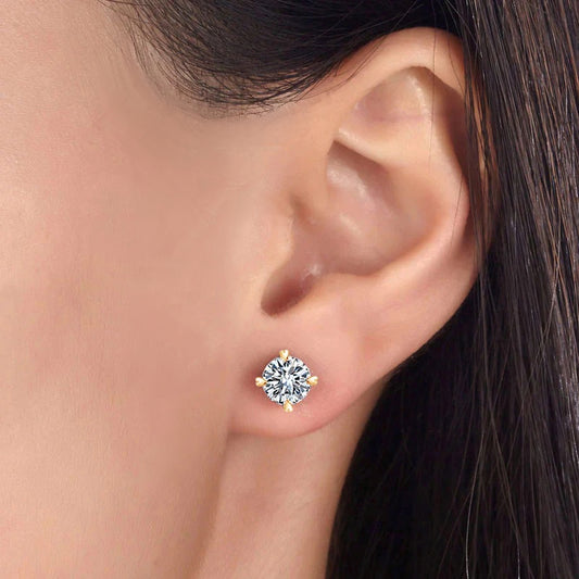 1 CT. Moissanite Diamond Heart Claws Stud Earrings in Rose Gold Plated Sterling Silver