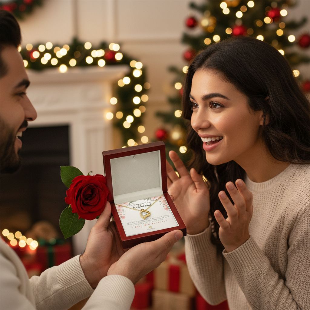 Collar "Mi hermosa novia, amor eterno" con tarjeta con mensaje