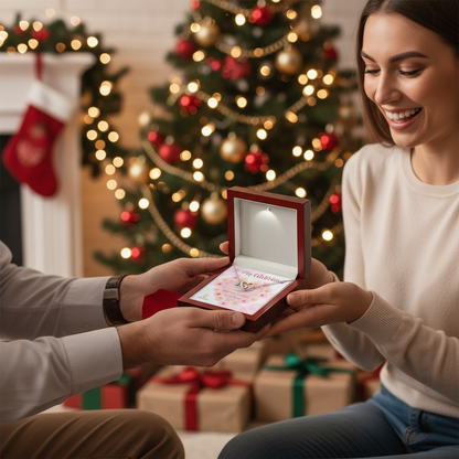 To My Girlfriend Interlocking Hearts Necklace with Message Card