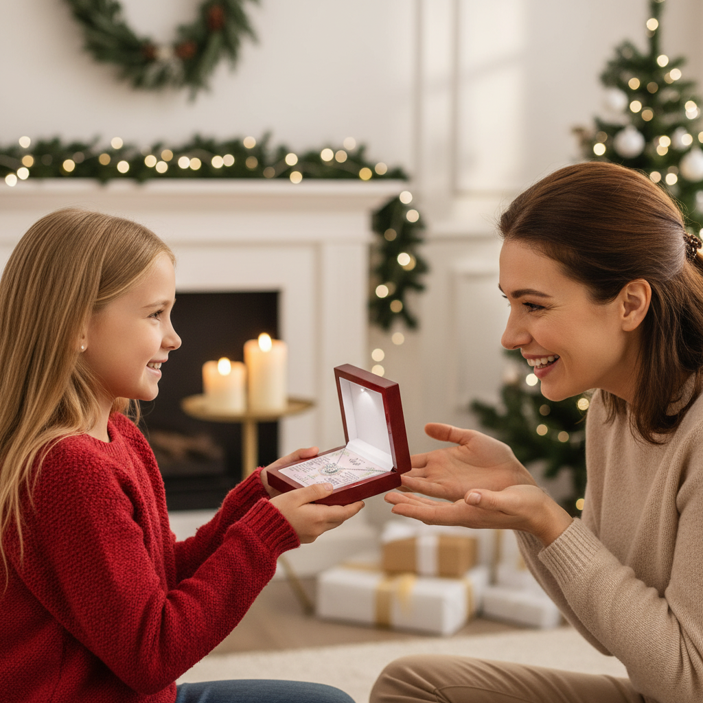 My Dear Mom Love Knot Necklace with Saint John of the Cross Quote