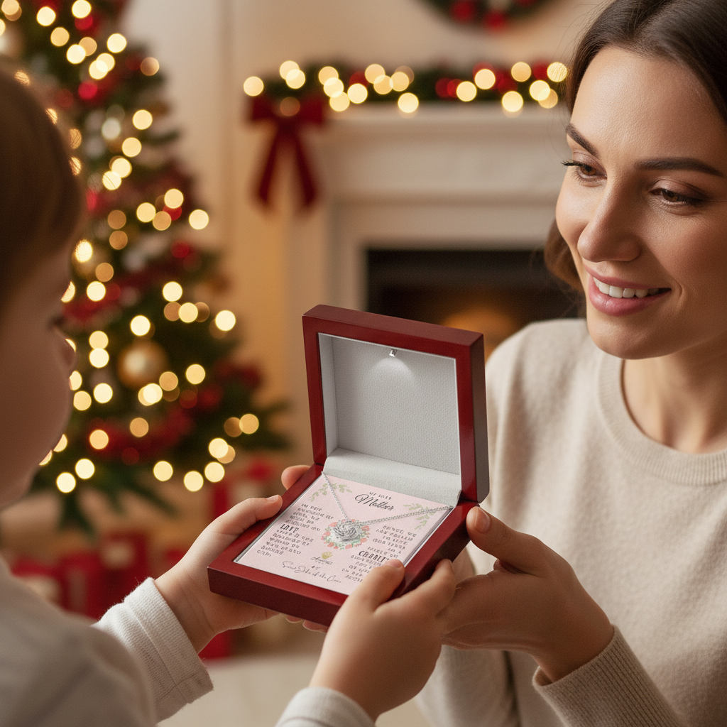 My Dear Mother Love Knot Necklace with Saint John of the Cross Quote