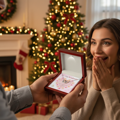 To My Soulmate Interlocking Hearts Necklace with Message Card