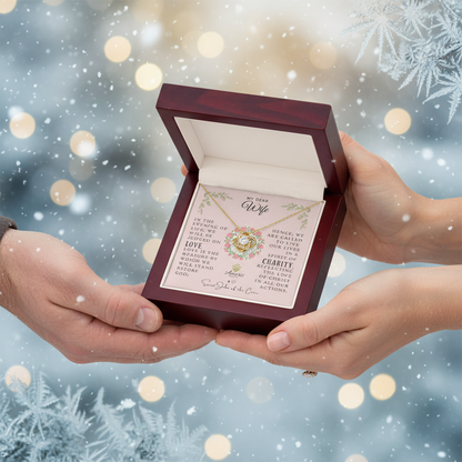 My Dear Wife Love Knot Necklace with Saint John of the Cross Quote