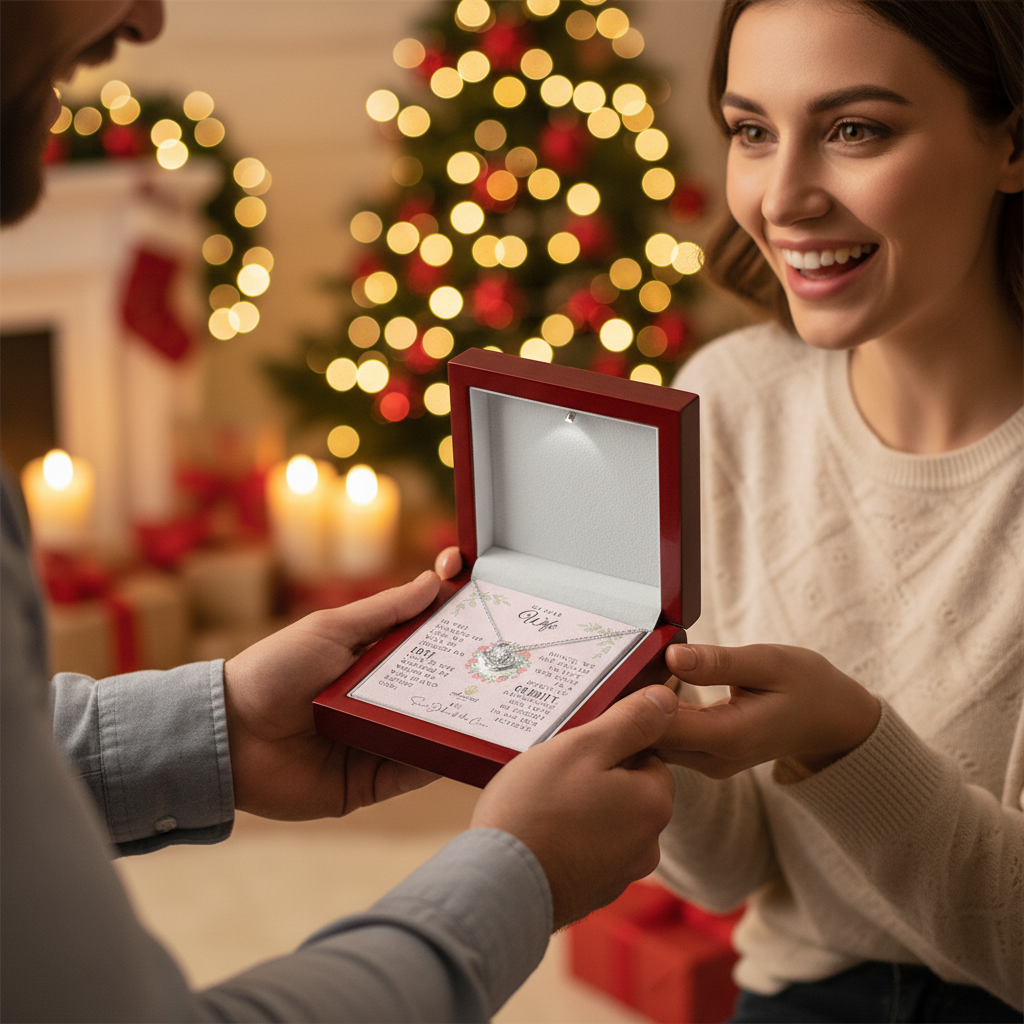 My Dear Wife Love Knot Necklace with Saint John of the Cross Quote