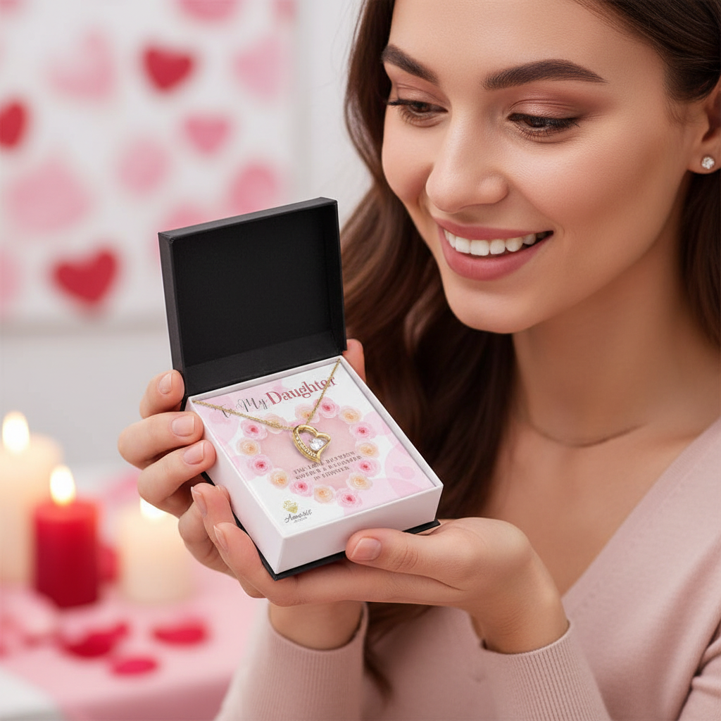 To My Daughter "The Love Between Mother and Daughter is Forever" Necklace