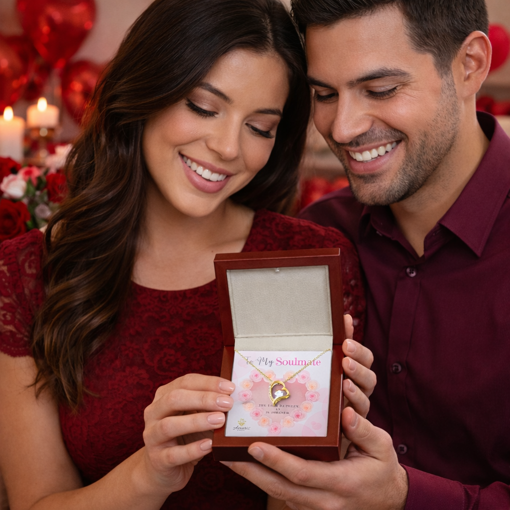 To My Valentine Heart Necklace with Message Card
