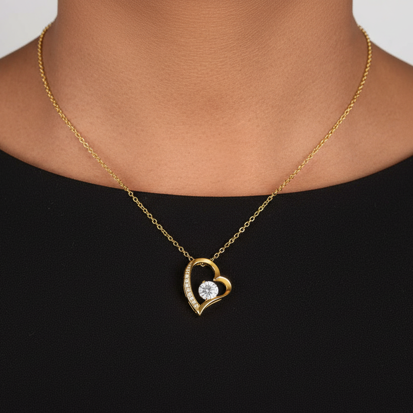 Fiancée My Love Heart Necklace with Eternal Rose and Saint John Chrysostom Quote