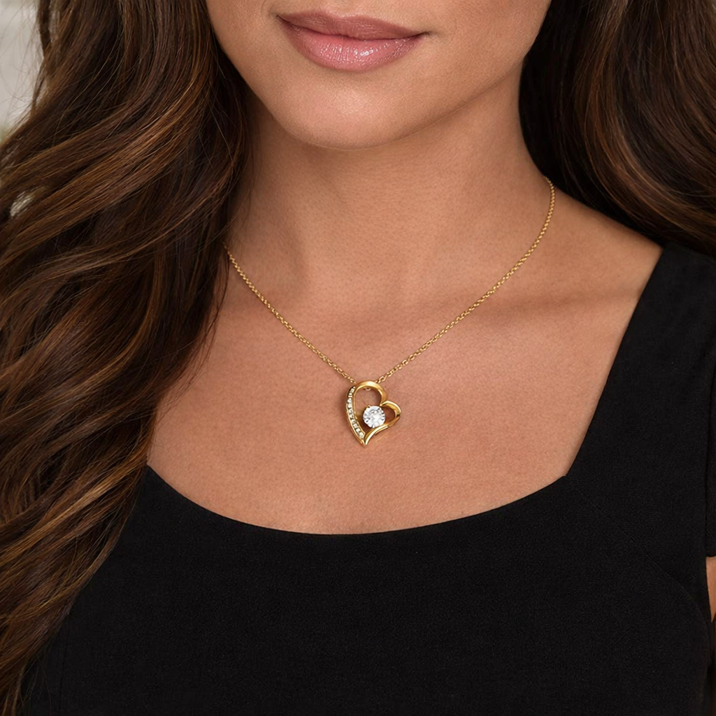 Fiancée My Love Heart Necklace with Eternal Rose and Saint John Chrysostom Quote