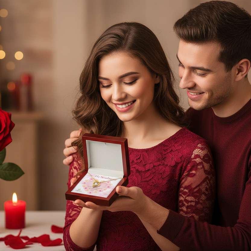 To My Valentine Heart Necklace with Message Card