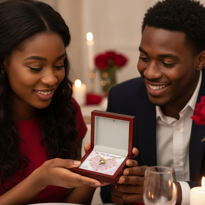 To My Valentine Heart Necklace with Message Card