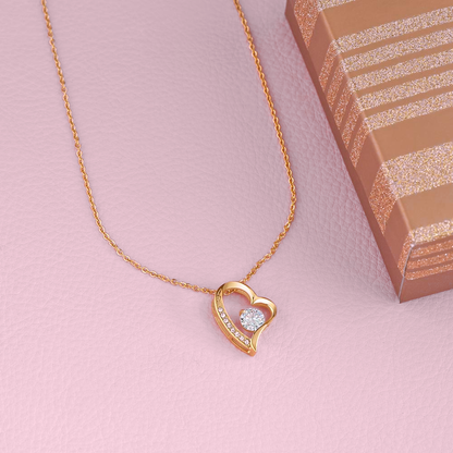 Fiancée My Love Heart Necklace with Eternal Rose and Saint John Chrysostom Quote