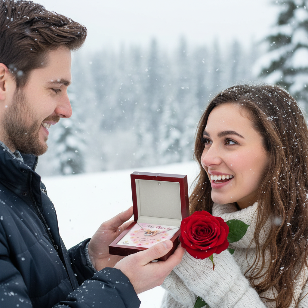To My Fiancée Interlocking Hearts Necklace with Message Card