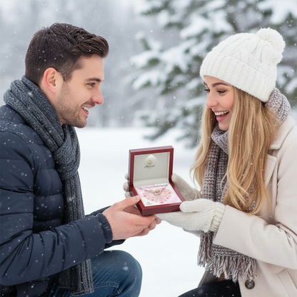 To My Girlfriend Interlocking Hearts Necklace with Message Card