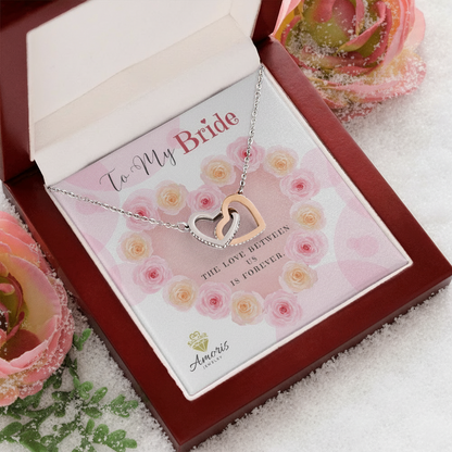 To My Bride Interlocking Hearts Necklace with Message Card